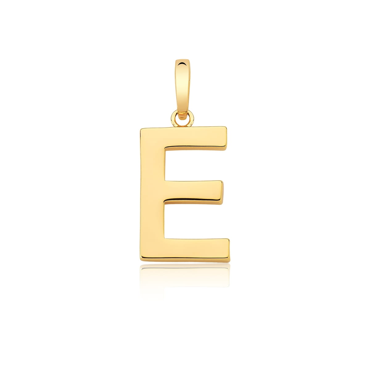 Pingente Letra "E" Liso com Fecho Folheado a Ouro
