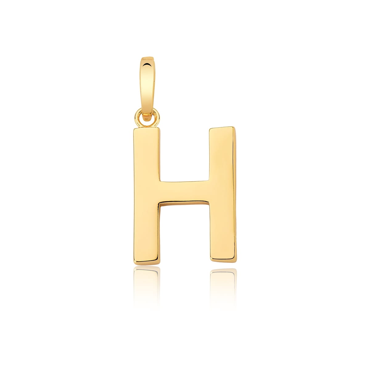 Pingente Letra "H" Liso com Fecho Folheado a Ouro