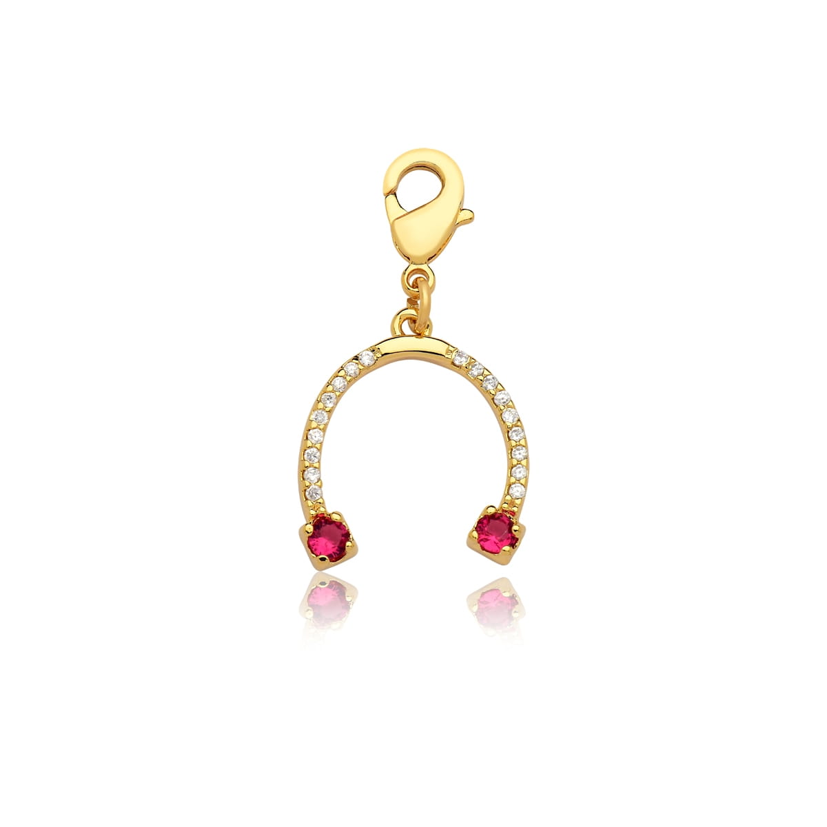 Pingente Curvo com Fecho e Cristal Marsala Folheado a Ouro