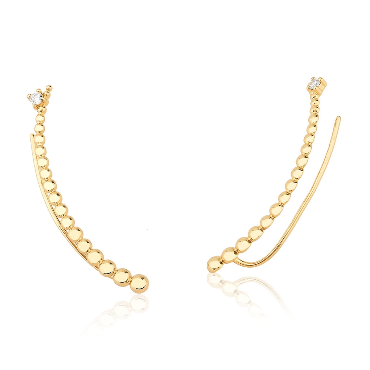 Brinco Ear Cuff Bolinhas Lisas e Ponto de Luz Folheado a Ouro