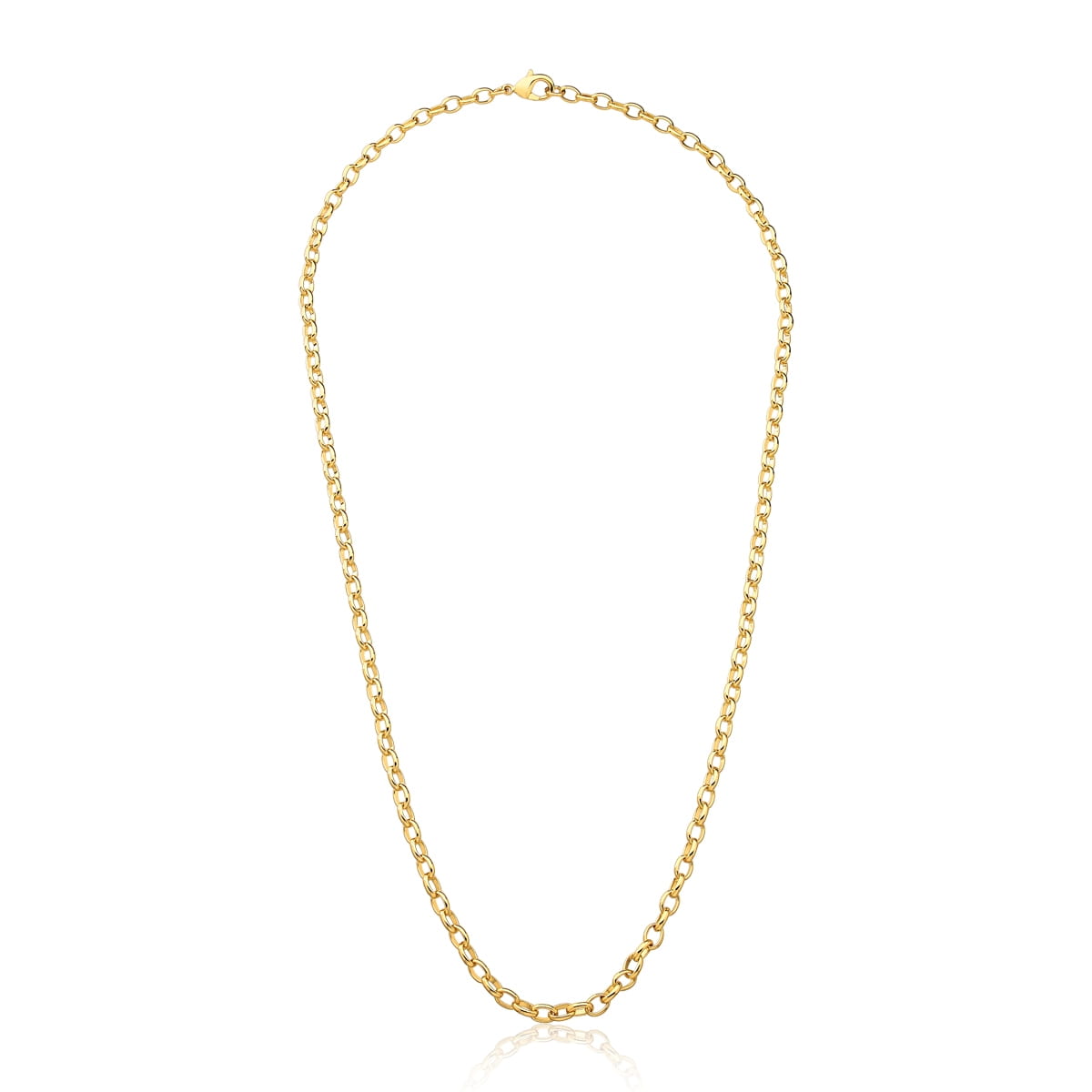 Corrente com Elos Ovais Lisos 50cm Folheada a Ouro