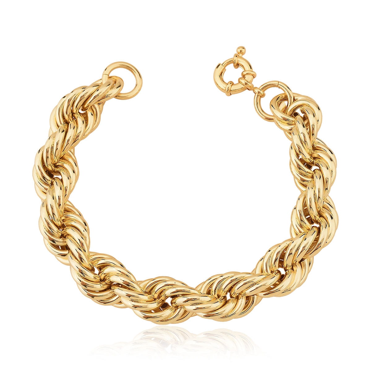 Pulseira Cordão Baiano Liso com Fecho Boia Folheada a Ouro
