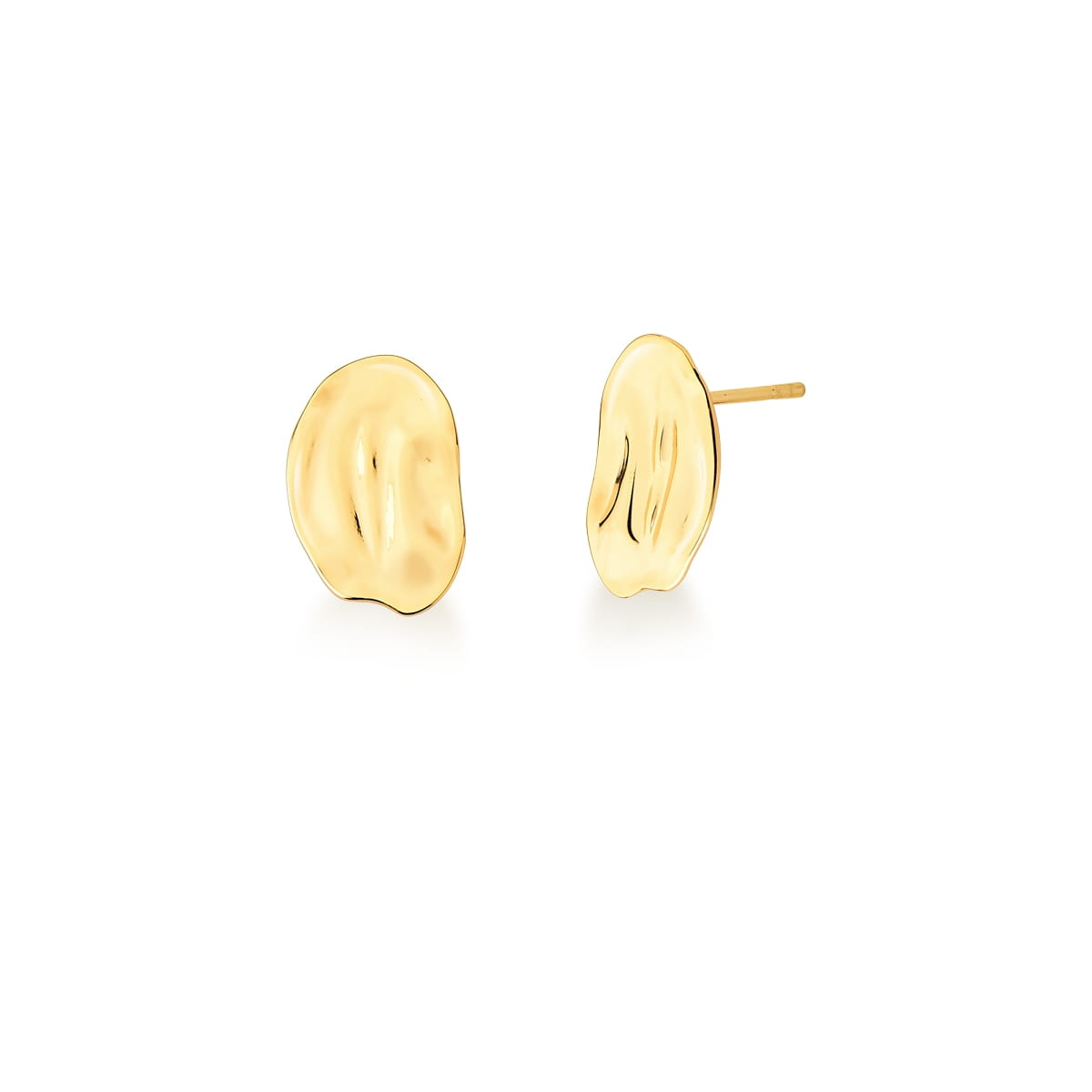 Brinco Oval Trabalhado e Liso Banhado a Ouro