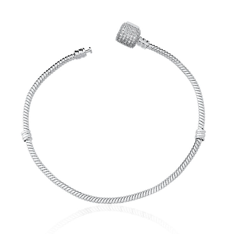 Pulseira Linha Conquista 21cm Fecho Cravejado Prata Lisa