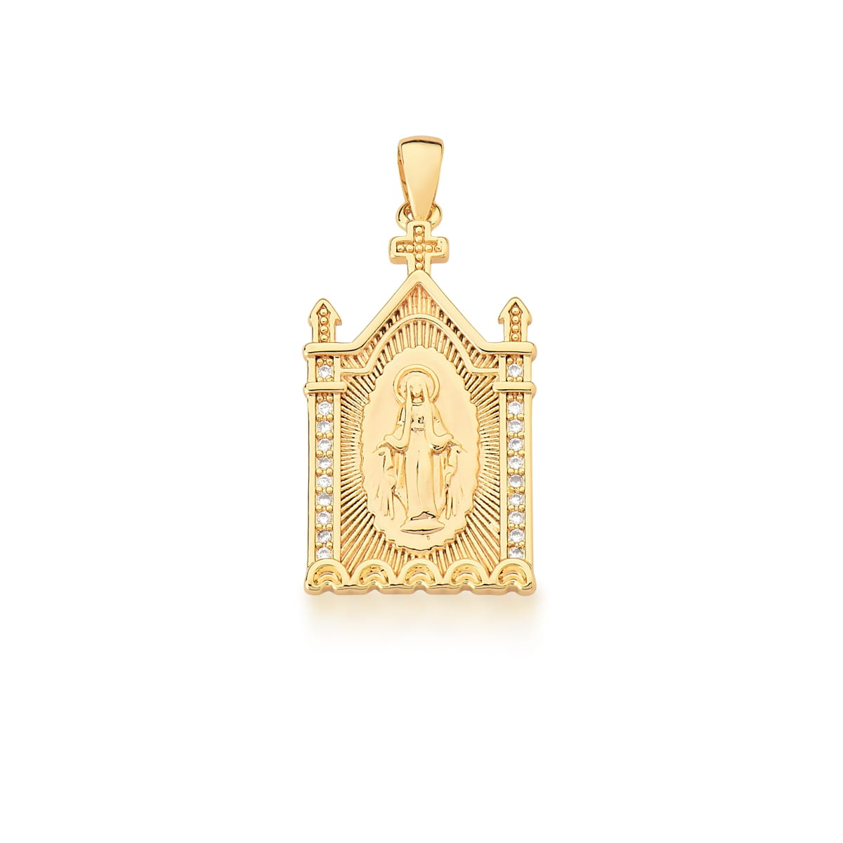 Pingente com Imagem de Nossa Senhora das Graças Banhado a Ouro