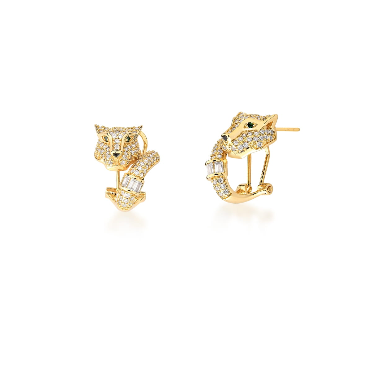 Argola de Leopardo com Zircônias Brancas Banhada a Ouro