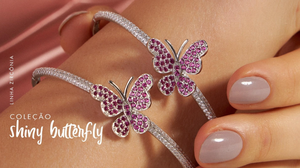 Coleção Shiny Butterfly: nostalgia em semijoias com zircônias no atacado