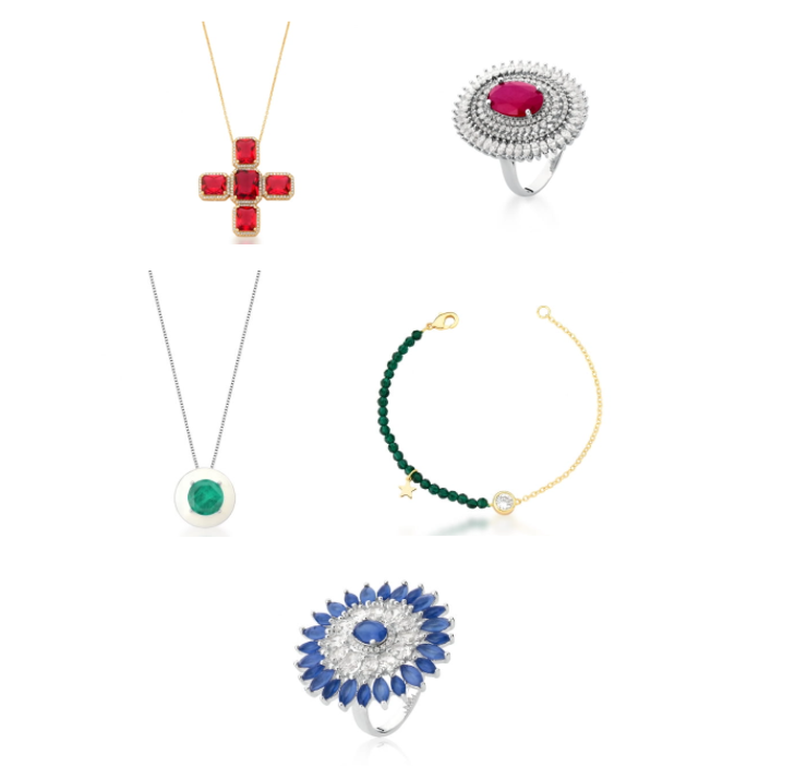 Como combinar semijoias coloridas no mostruário?