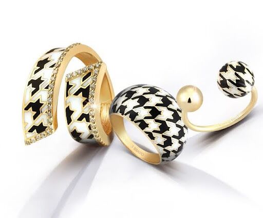 Coleção Mosaico: joias esmaltadas com cristais pretos