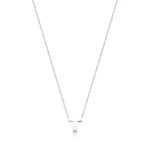 COLAR COM PINGENTE LETRA "T''  PRATA LISA