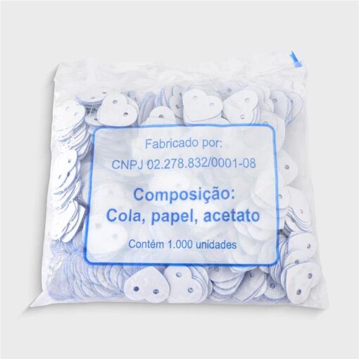 ETIQUETA CORAÇÃO PARA BRINCO PAPEL BRANCO COM 500 UNIDADES