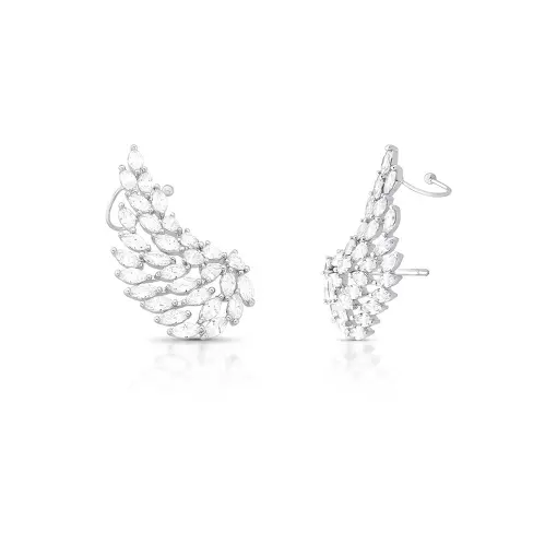 BRINCO EAR CUFF DE ASA VAZADO COM CRISTAIS EM NAVETE