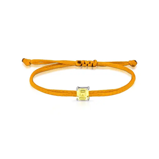 PULSEIRA REGULÁVEL DE FIO ENCERADO COM CRISTAL PRATA RODINADA