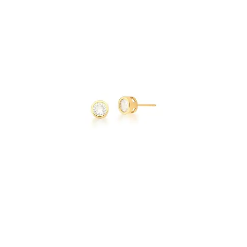CONJUNTO BRINCO E CORRENTE COM PINGENTE REDONDO BANHADO A OURO