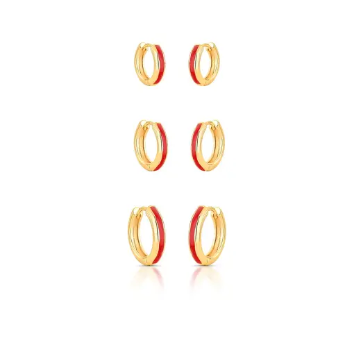 TRIO DE ARGOLAS ESMALTADAS E REDONDAS