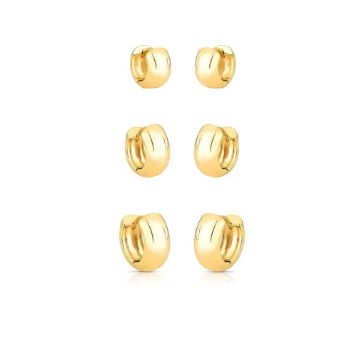 TRIO DE ARGOLAS LISAS E REDONDAS