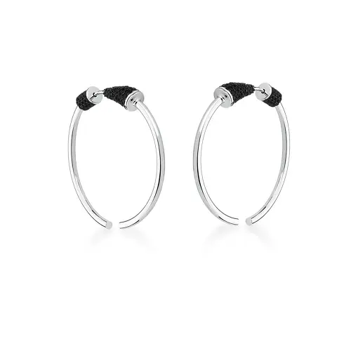 BRINCO REDONDO EAR JACKET COM ZIRCÔNIAS NEGRAS BANHADO A RÓDIO