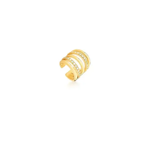 PIERCING DE ORELHA CINCO VOLTAS E ZIRCÔNIAS  BANHADO A OURO