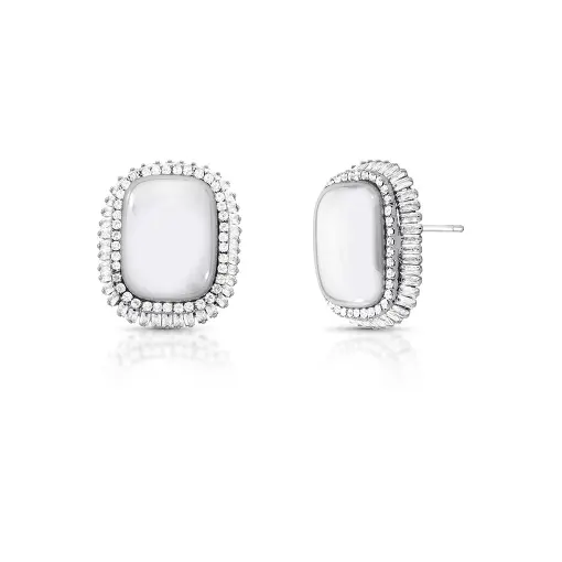 BRINCO RETANGULAR COM CRISTAIS PÉROLA SHELL E ZIRCÔNIA