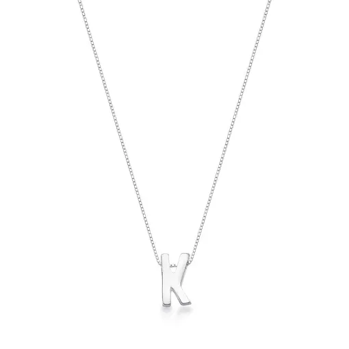 COLAR COM PINGENTE LISO LETRA "K" PRATA LISA