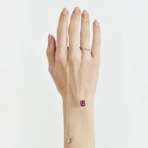 ESCAPULÁRIO COM CRISTAIS RETANGULARES PRATA RODINADA