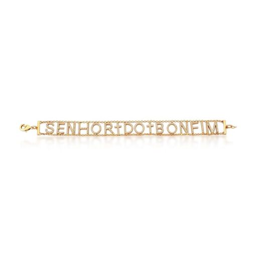 PULSEIRA DUAS VOLTAS COM ESCRITA SENHOR DO BONFIM BANHADA A OURO