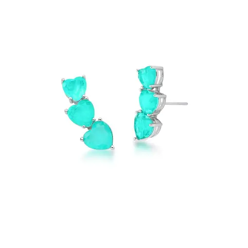 BRINCO EAR CUFF DE CORAÇÕES COM CRISTAIS BANHADA A RÓDIO