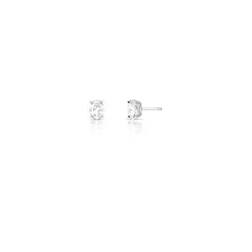 BRINCO PONTO DE LUZ COM CRISTAL OVAL PRATA RODINADA