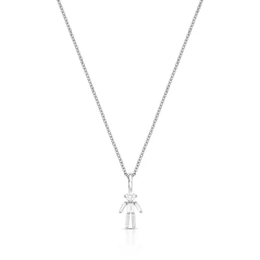 COLAR COM PINGENTE DE MENINO EM CRISTAIS PRATA RODINADA