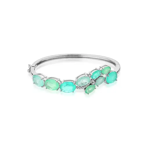 BRACELETE CURVO COM CRISTAIS FUSION TURMALINA BANHADO A RÓDIO
