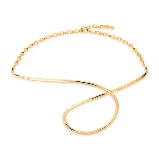 GARGANTILHA ARO LISO CURVO BANHADA A OURO