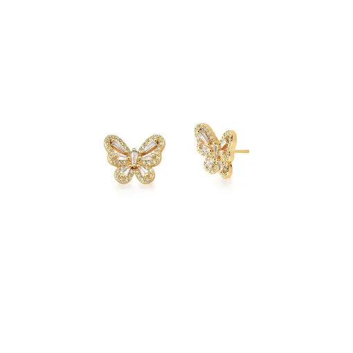 CONJUNTO BRINCO E COLAR DE BORBOLETA COM CRISTAIS E ZIRCÔNIAS