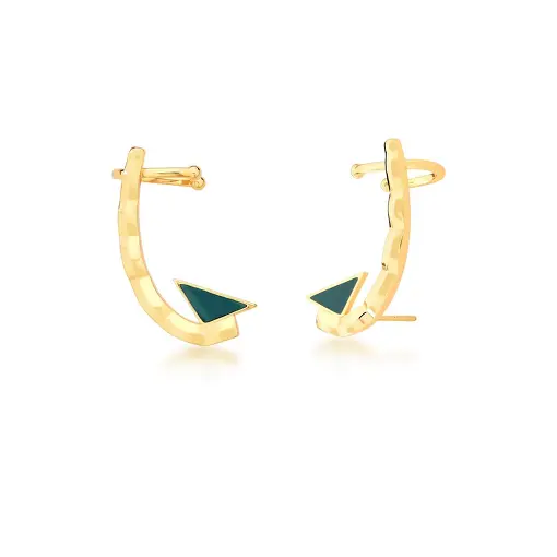 BRINCO EAR CUFF COM TRIANGULO ESMALTADO BANHADO A OURO