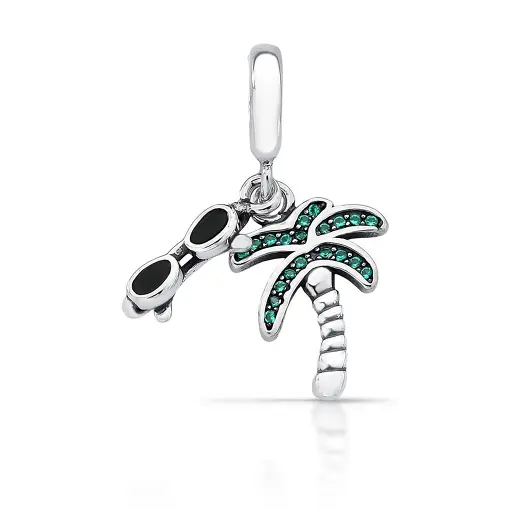 BERLOQUE DE PALMEIRA E ÓCULOS DE SOL EM PRATA ENVELHECIDA