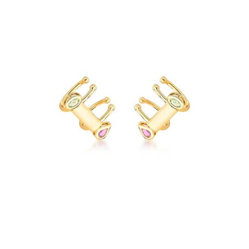 PIERCING DE ORELHA RETANGULAR COM CRISTAIS GEOMÉTRICOS