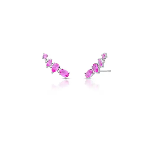 BRINCO EAR CUFF COM CRISTAIS E ZIRCÔNIAS PRATA RODINADA