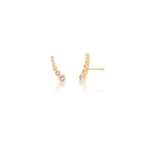 BRINCO EAR CUFF COM ZIRCÔNIAS ROSAS BANHADO A OURO