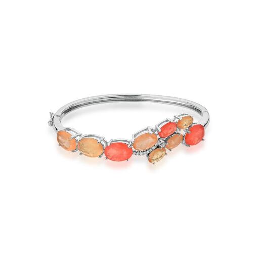 BRACELETE CURVO COM CRISTAIS FUSION TURMALINA BANHADO A RÓDIO
