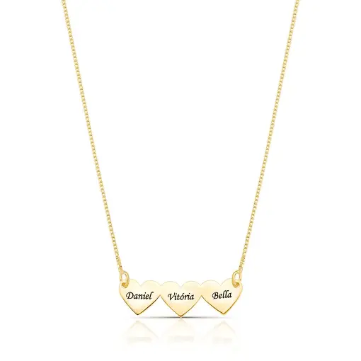 GARGANTILHA CORAÇÃO PERSONALIZADA COM 3 NOMES