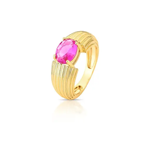 ANEL TEXTURIZADO COM CRISTAL OVAL