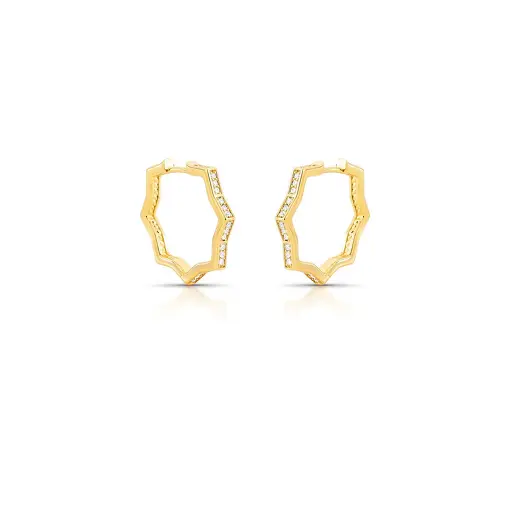 ARGOLA GEOMÉTRICA CRAVEJADA COM ZIRCÔNIAS