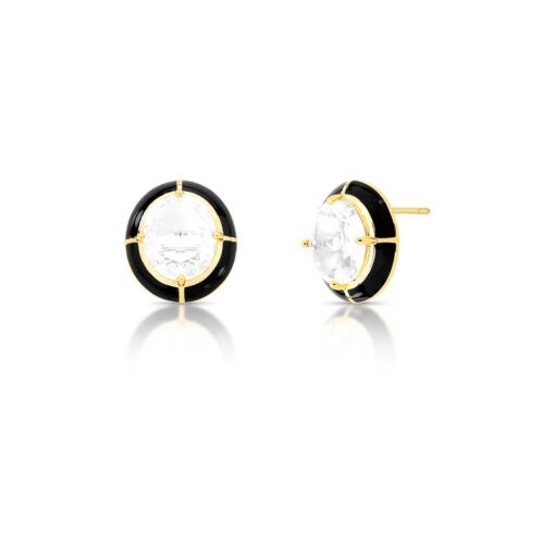 BRINCO COM CRISTAL OVAL E ESMALTADO BANHADO A OURO
