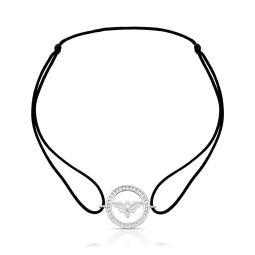 PULSEIRA EM FIO ENCERADO COM ESPÍRITO SANTO PRATA RODINADA