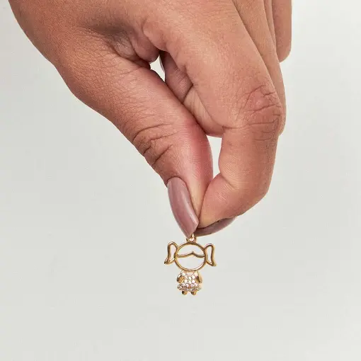 PINGENTE DE MENINA CRAVEJADO DE ZIRCÔNIAS