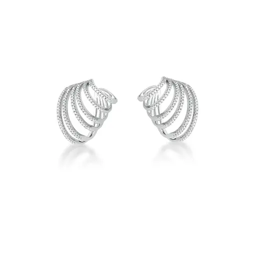 PIERCING DE ORELHA EAR HOOK SEIS FILEIRAS BANHADO A RÓDIO