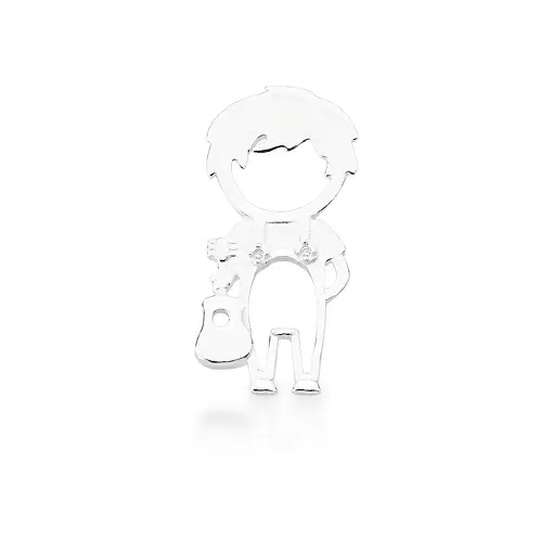 PINGENTE DE MENINO COM VIOLÃO LISO PRATA LISA