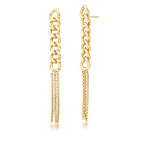 BRINCO PÊNDULO EM ELOS GROUMET BANHADO A OURO