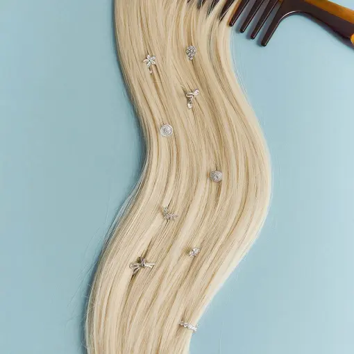 BRINCO EAR CUFF COM FLORES E CRISTAIS PRATA RODINADA