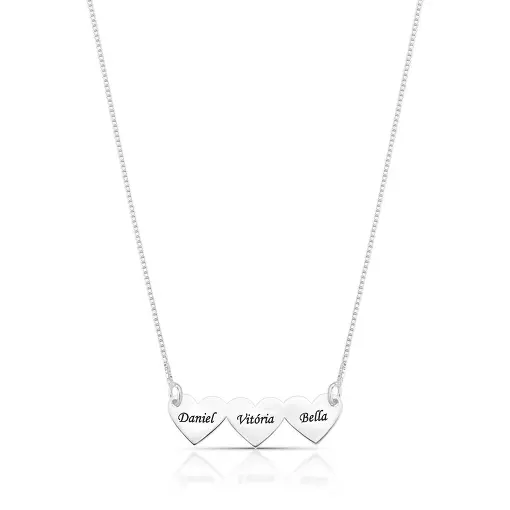 GARGANTILHA CORAÇÃO PERSONALIZADA COM 3 NOMES