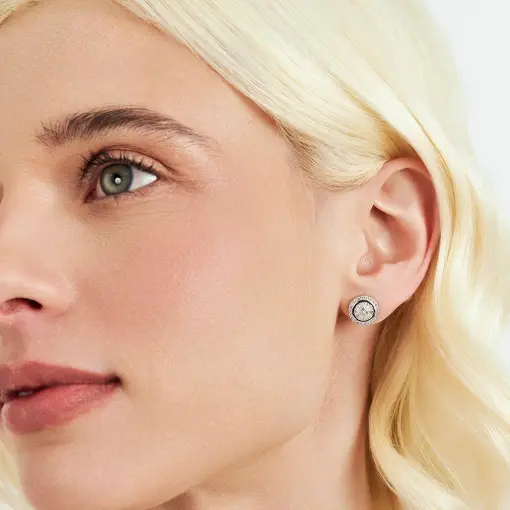 BRINCO REDONDO COM CRISTAIS E ZIRCÔNIAS PRATA RODINADA